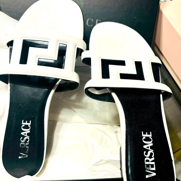 White Versace Sandals - Picture 1 of 8
